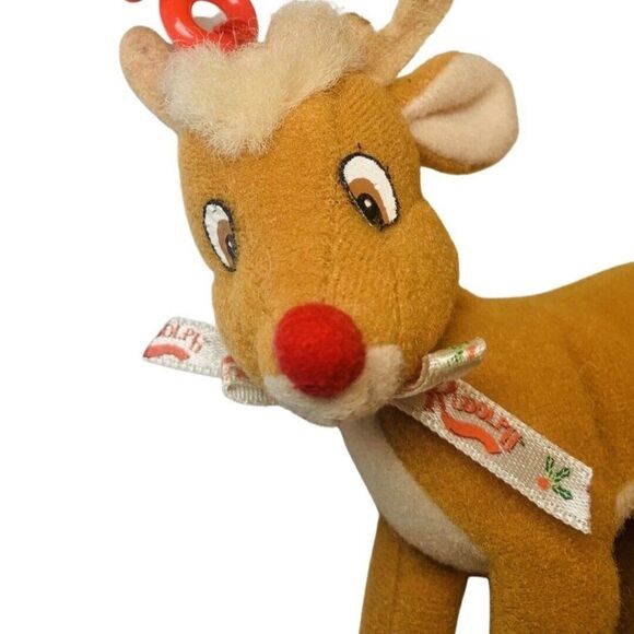 1999 Prestige Rudolph the Red Nosed Reindeer Mini Clip-On Plush Stuffed Toy 4” - Picture 1 of 5